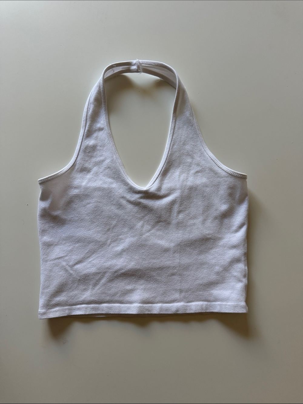 Brandy Melville White Halter Ribbed Crop Top